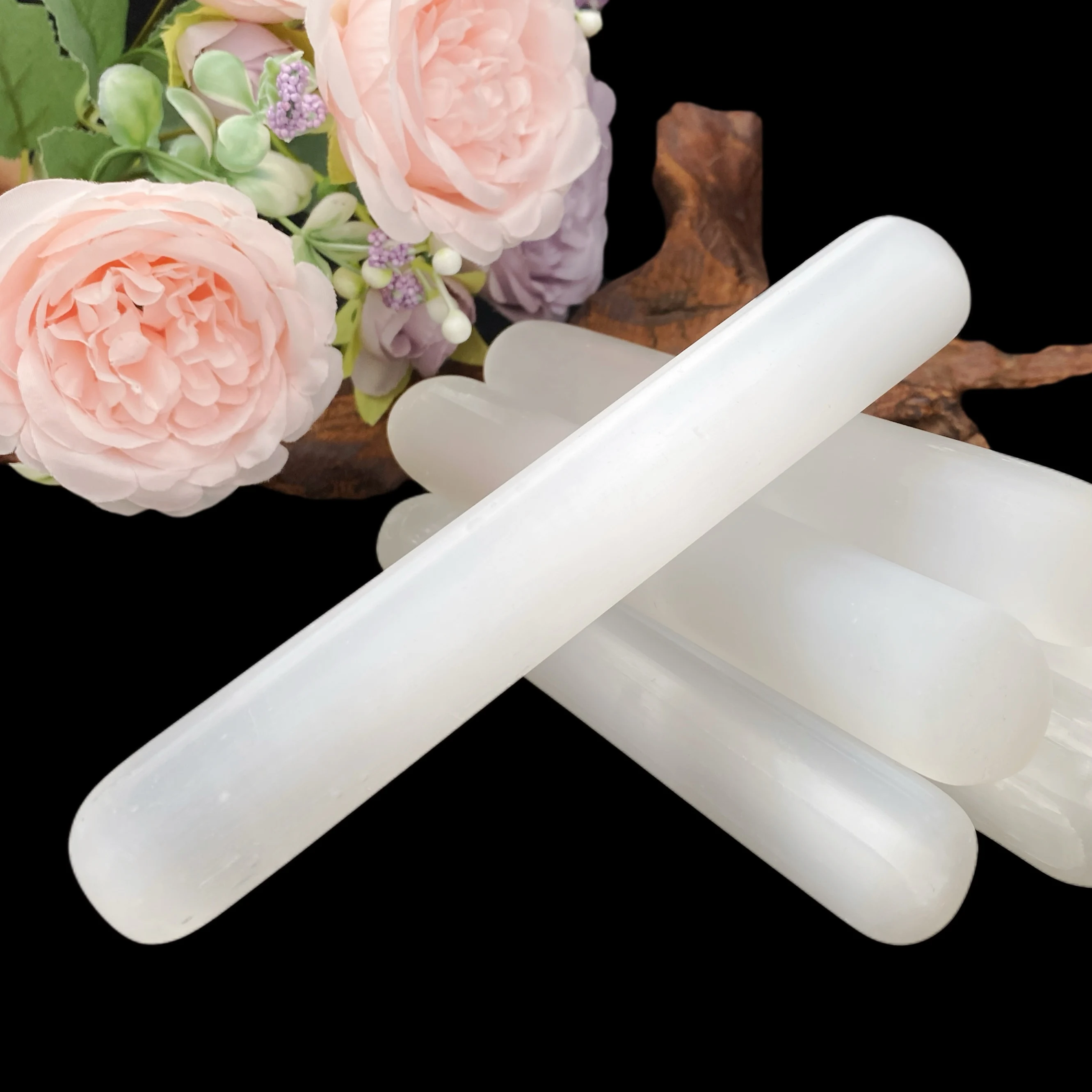 1 pièce, bâton de massage en sélénite naturelle de 14-15 cm, ornement en cristal, cadeau idéal pour les proches et les amis, décoration intérieure.