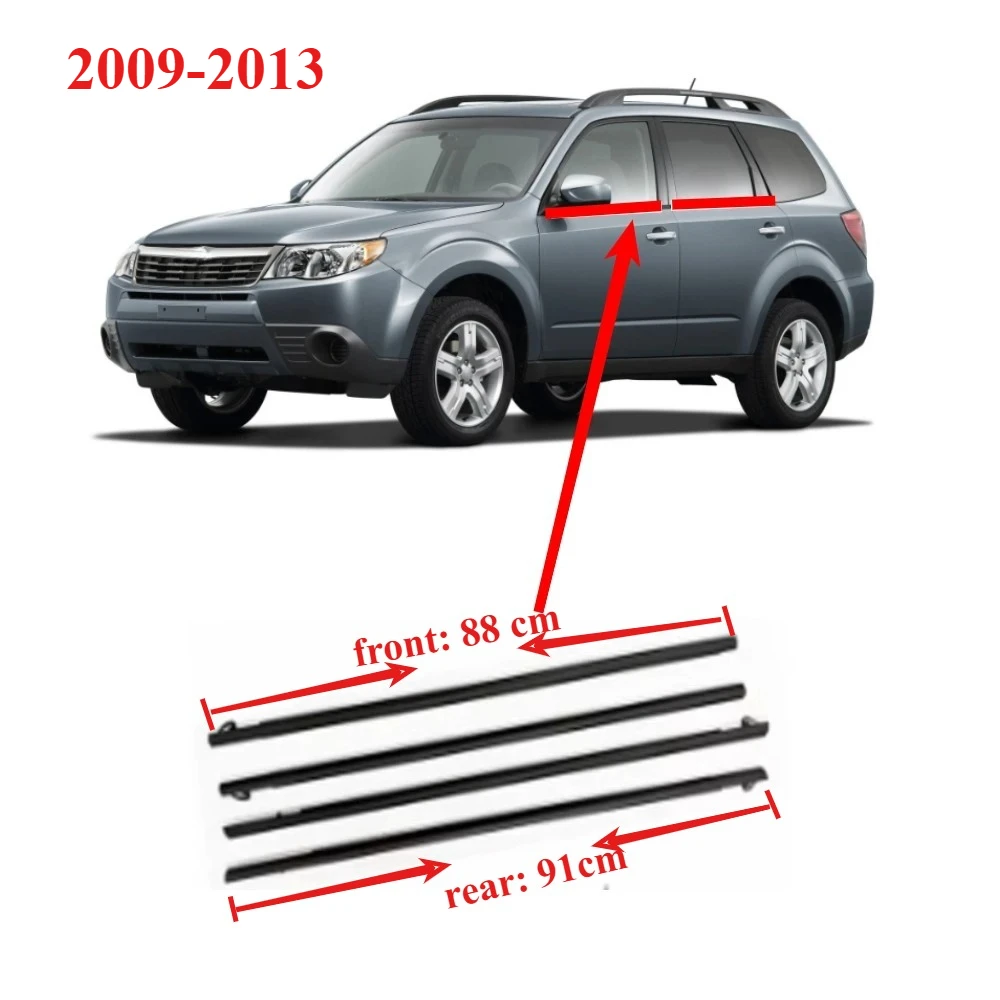 4 Piece Outside Windows Glass Rubber for Subaru Forester 2009-2013 61280SC010 Glass Protector Weatherstrip for 62280SC000 Out LH