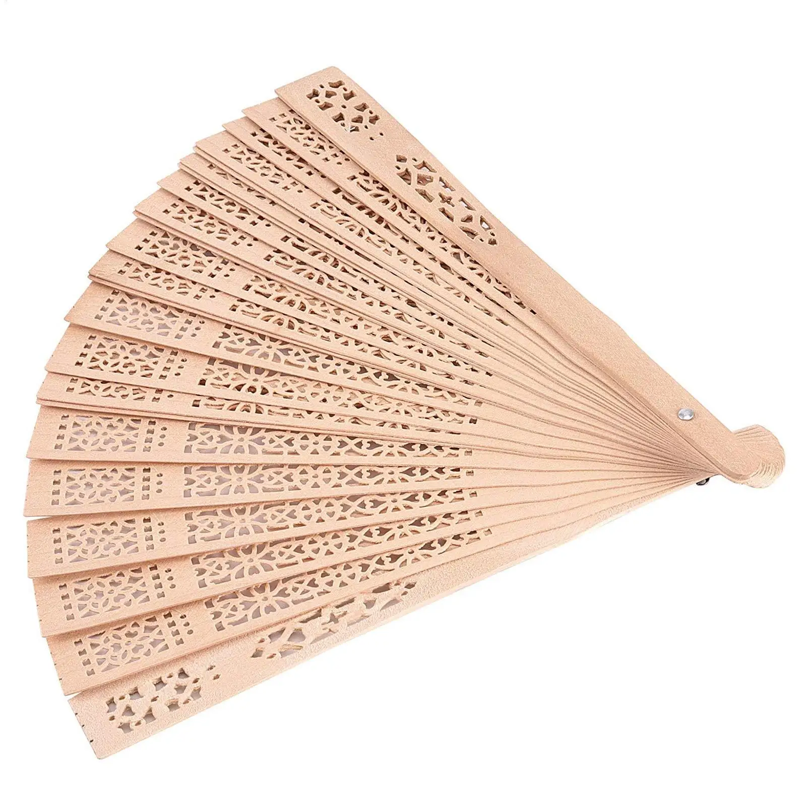 Chinese Style Sandalwood Scented Folding Hollow Wooden Fans Hand Held Fans 8inch Home Decoration Retro Hand Fan Wooden Fan
