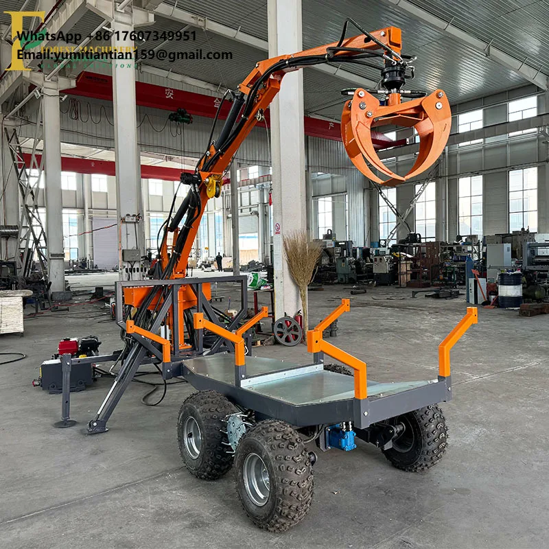 

Cheap Price Timber Trailer with Hydraulic Crane Gasline Powered Log Splitter Grapple