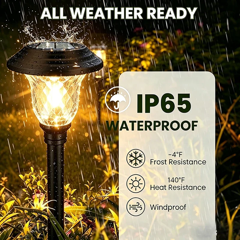 Outdoor LED Solar Stake Lamps Waterproof Warm Landscape Lawn Lantern for Garden Courtyard Pathway Decor Solar Lights