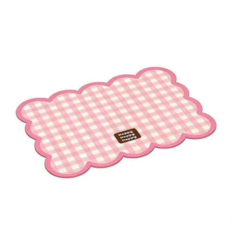 Simple Retro Sweet Plaid Placemat Waterproof Heat Resistant Wipeable Insulation Table Mat Bowl Plate Mat