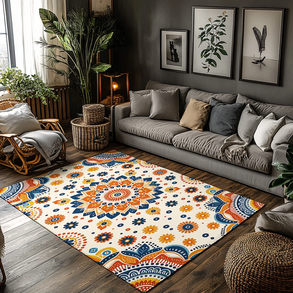 

Boho Chic Area Rug Persian Style Carpet Non Slip Floor Mat Modern Home Decor Washable Entryway Rug Tribal Design Living Room Acc