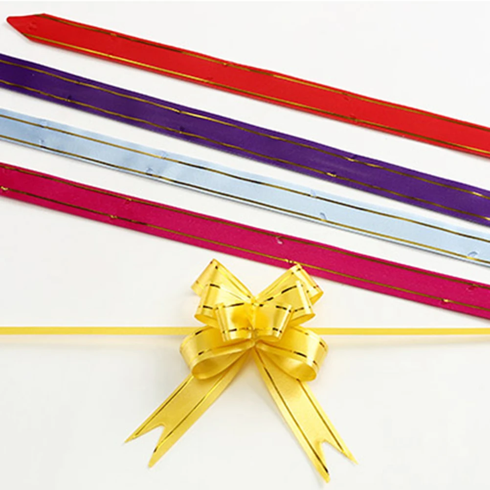 

20 PCS Gold Edge Lace Wedding Decor Pull Bows for Gift Knot Ribbon Christmas Decorate