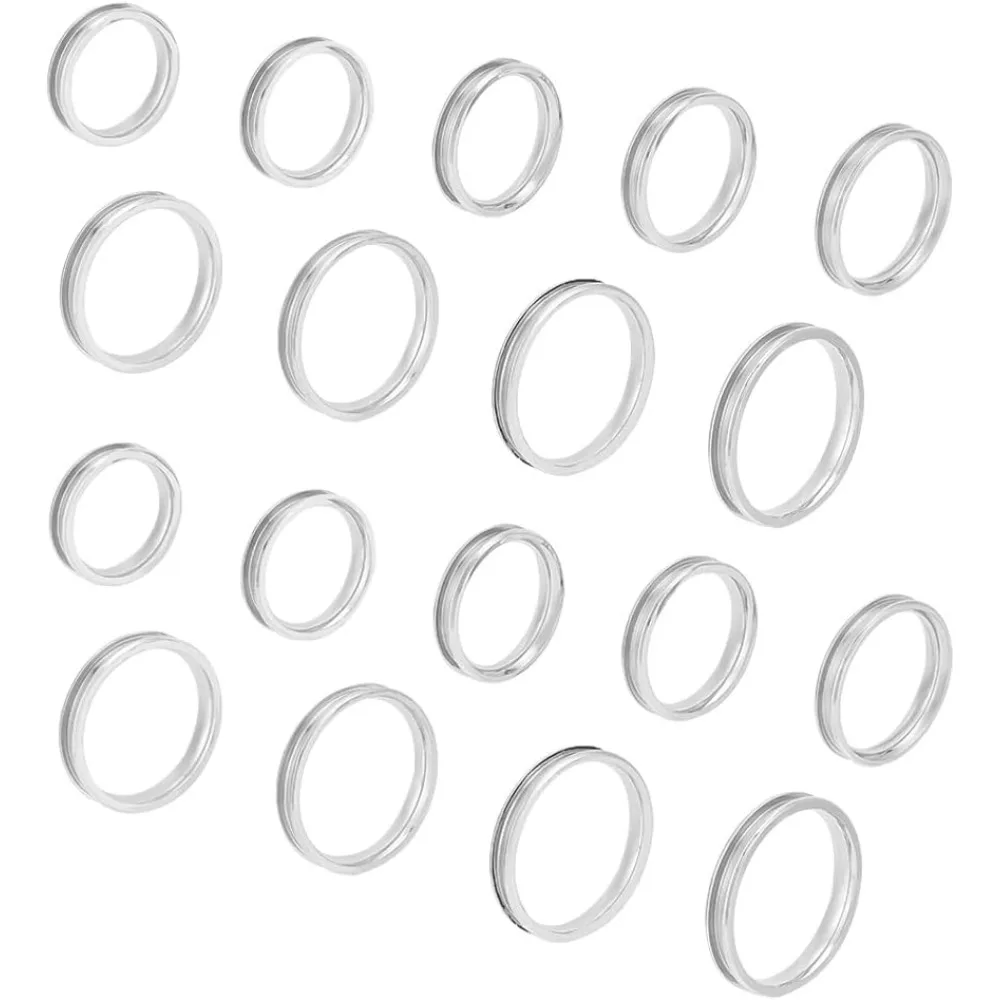 Stainless Steel Blank Finger Ring Grooved Finger Rings Round Blank Core Ring for Inlay Handmade Ring Wedding Promise Jewelry