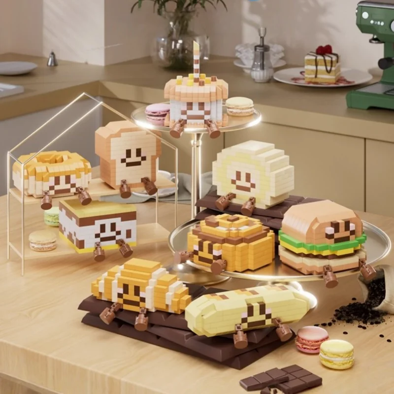 

Cartoon Cake Building Blocks Cute Bread Model Girl Room Desktop Ornaments Decoration Children's Birthday Gift Toys