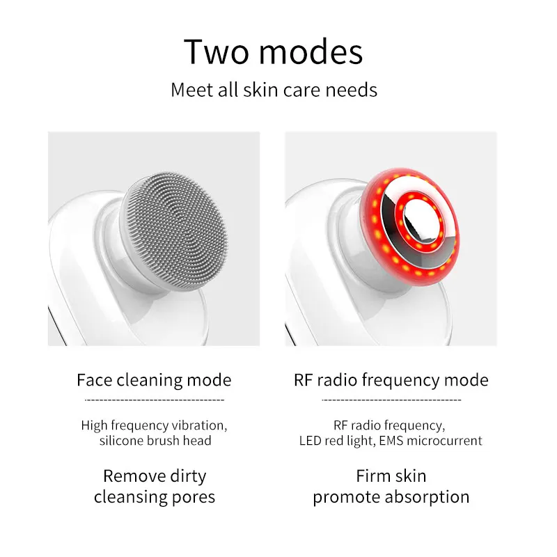 Handheld Cleansing Brush LED Red Light Therapy, Mini Heating, Tightening and Rejuvenating Facial Massager, 6 in 1