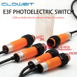 Cloweit M18 10cm 30cm 2M 5M Optical Detection Diffuse Feedback Reflection Photoelectric Proximity Sensor Switches E3F-DS10//30C4