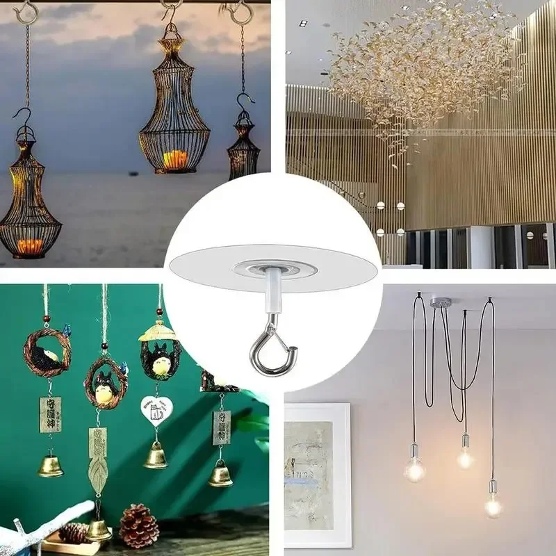Stick Ceiling Hooks Heavy Duty Self-Adhesive Water Resistant Hooks For Ceiling Multifunctional Hooks For Plants Wind Chimes
