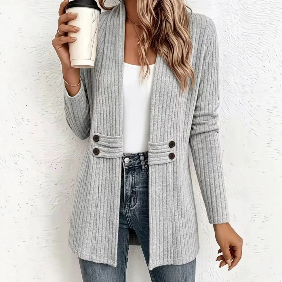 Women's Top For Autumn Winter Autumn Knitted With Pit Stripe, Casual Long Sleeved Cardigan Jacket Long Sleeve Sweaters