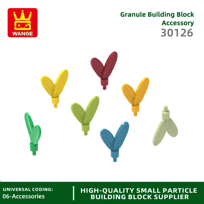 WANGE 30126 100g/816PCS  V-shaped leaves Plume Feathers With Small Pin Building Blocks Moc Color Compatible with Brick