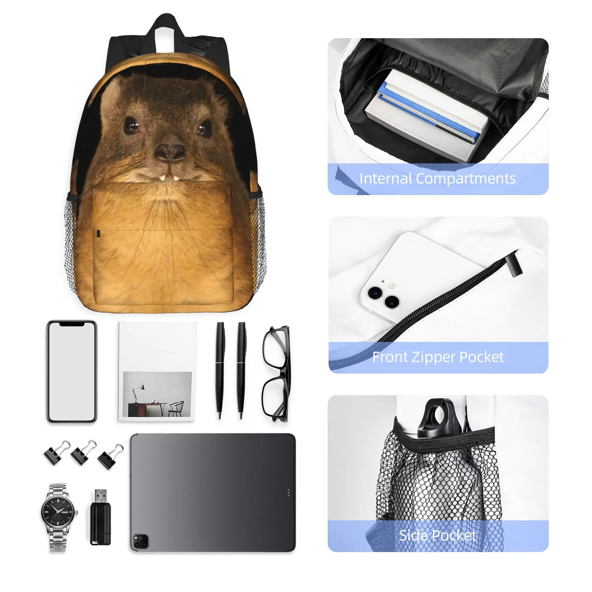 Rock Hyrax Photo Dassie Vampire Potato Backpack Hot Sale Daypack Boys Girls BookBag Shoulder Bags for Men Women School Bag