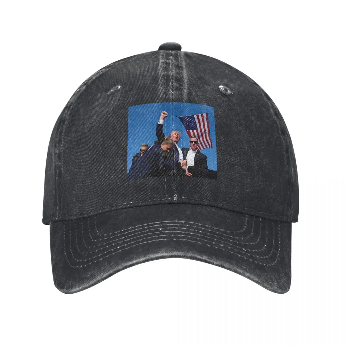 

Trump Attack Assassination Attempt Unisex Baseball Caps Fighting Distressed Denim Washed Cap Hat Classic Outdoor Summer Headwear