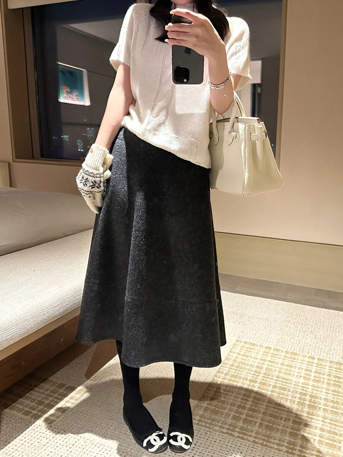 

Юбка EKOOL с высокой талией, А-силуэт, с цветочным принтом, из шерстяной смеси, женская зимняя универсальная юбка средней длины, стройнящая фигуру