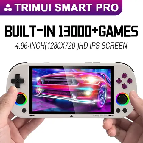 128G 256G Trimui Smart Pro 휴대용 게임 콘솔 4.96''IPS 스크린 Linux 시스템 조이스틱 RGB 조명 레트로 비디오 게임 플레이어 NEW