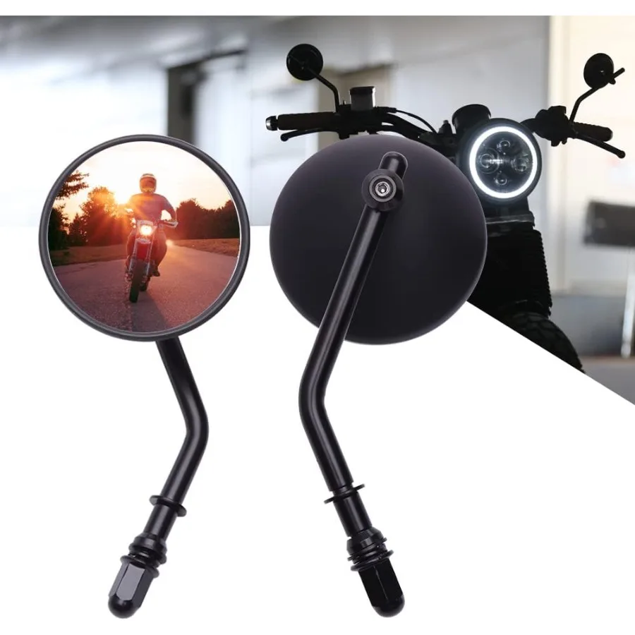 

3 Motorcycle Handlebar Mirrors Black Round Rear View Side Mirrors Universal Fit for 8mm and 10mm Handlebars Compatible with Spo