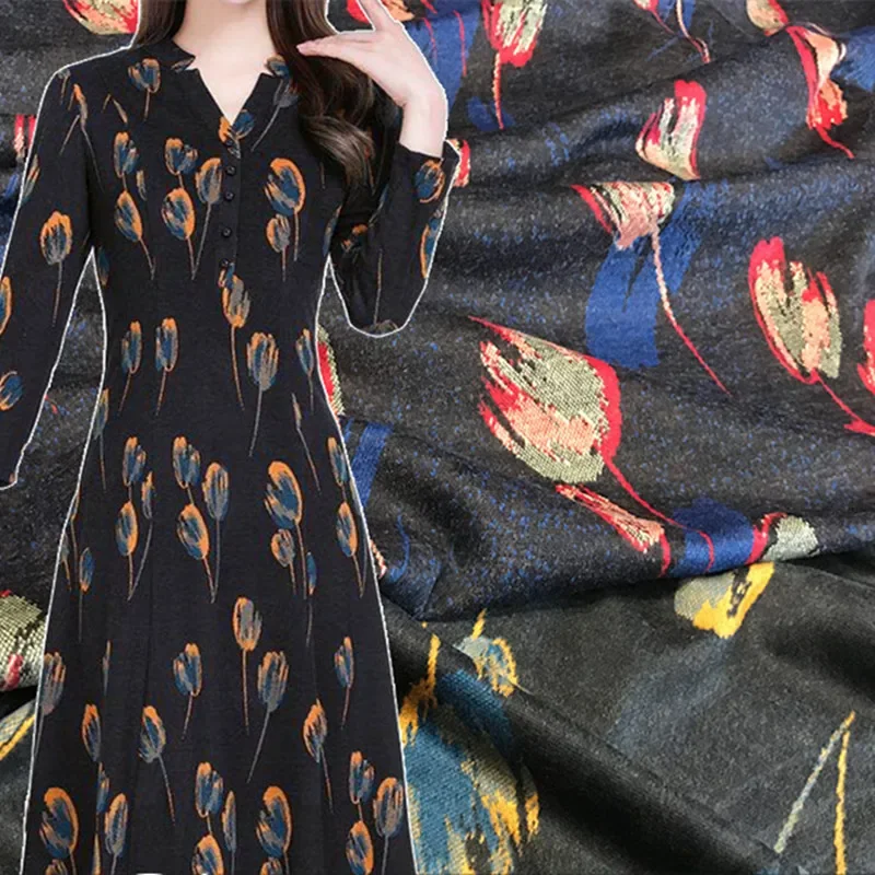 

Вязаная норковая ткань с растениями и цветами в европейском и американском стиле, жаккардовая ткань для платьев, рубашек, шерстяная ткань на метр, домашний текстиль