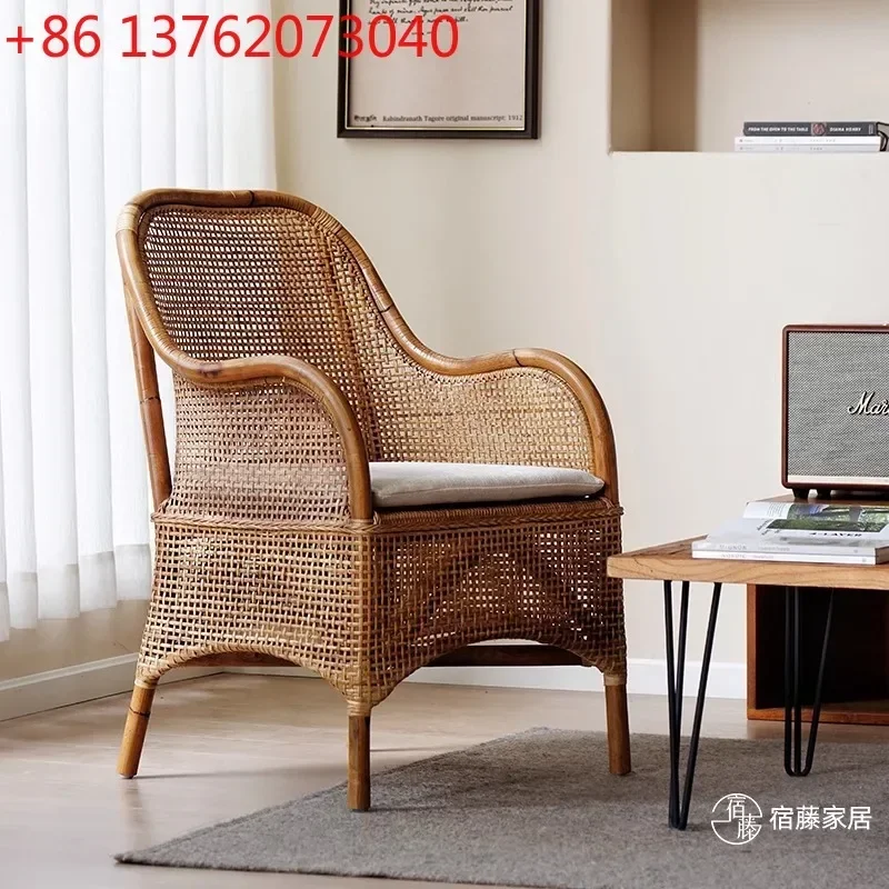 

Single balcony lounge chair, home retro dining chair, elderly chair, wabi-sabi style chair