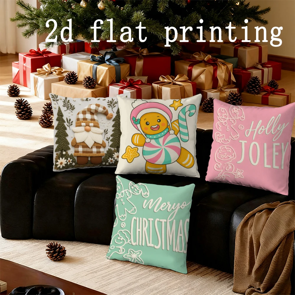 

Home Decor Christmas-themed Cute Pattern Pillow Covers Pattern Cushion Cover Suitable for Sofa Bedroom Car Pillow Cover