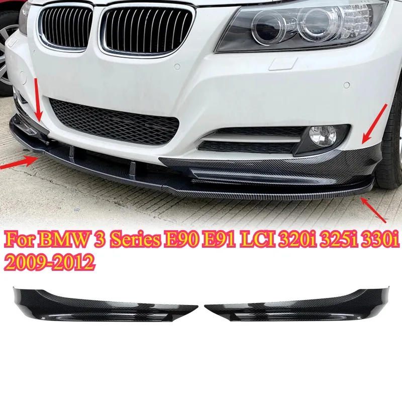 

2PCS for BMW 3 Series 320i 330i E90 E91 LCI Facelift Car Front Bumper Lip Body Kit Spoiler Splitter Bumper Canard Lip 2009-2012