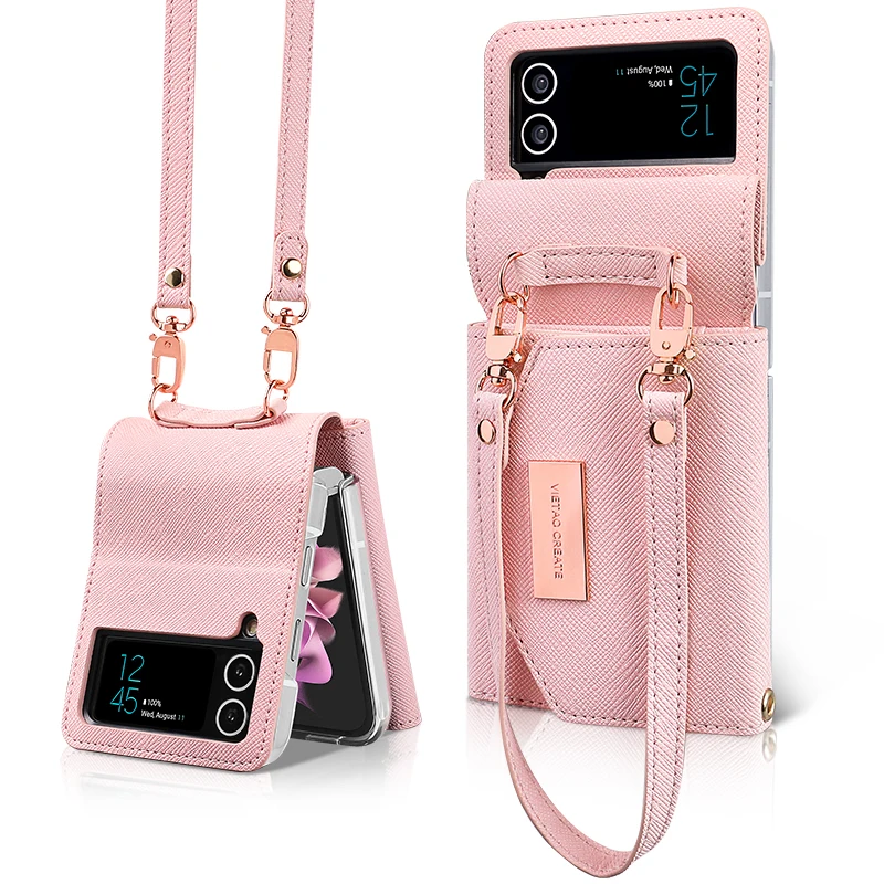 Samsung zflip4 Mobile Phone Case Zflip3 Folding Protective Cover 5G Anti-Fall PU Bag For Women