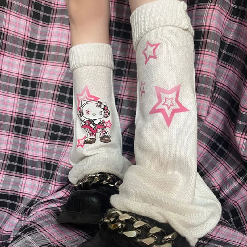 Hello Kitty Lolita Leg Warmers Long Socks Y2k Sweet Girl JK Uniform Stockings Women Autumn Winter Heap Heap Socks Flared Socks