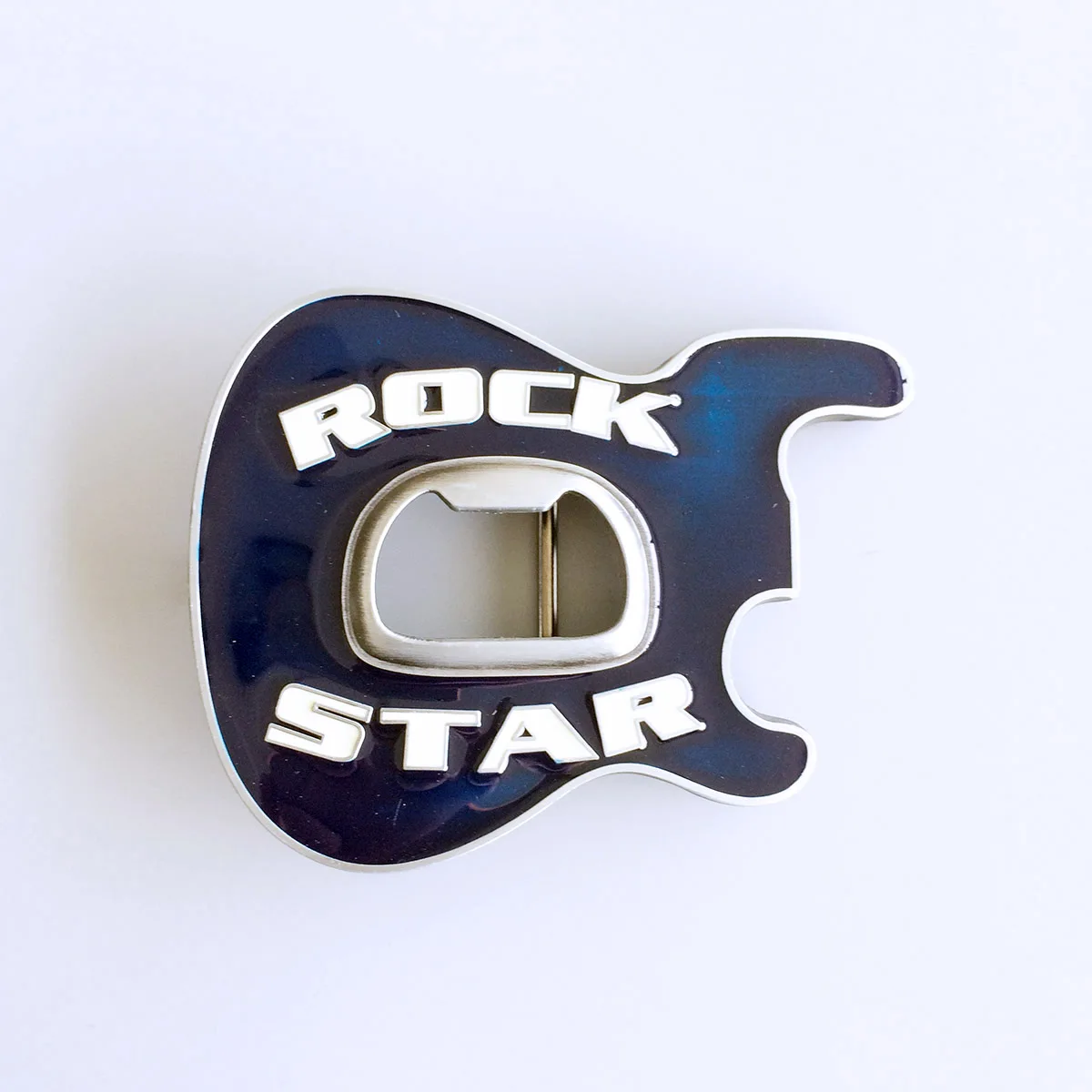 Vintage Enamel Rock Music Guitar Belt Buckle With Beer Bottle Opener BUCKLE-MU102