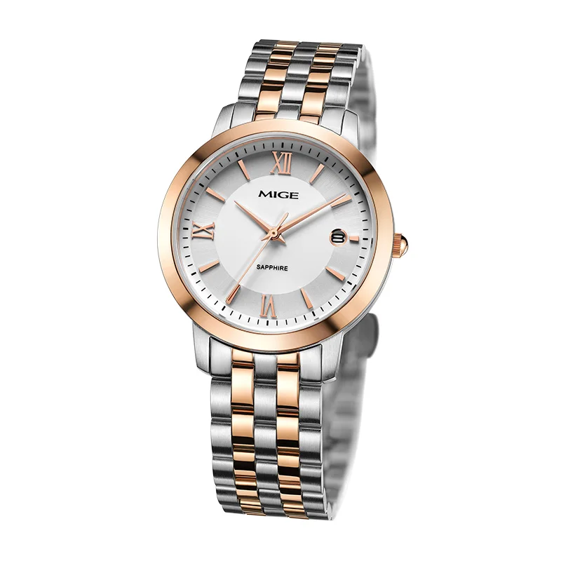 MIGE Original Miyota Fashion Watches for women Simple Classic Quartz Stainless Steel Wristwatches Calendar Sapphire waterproof