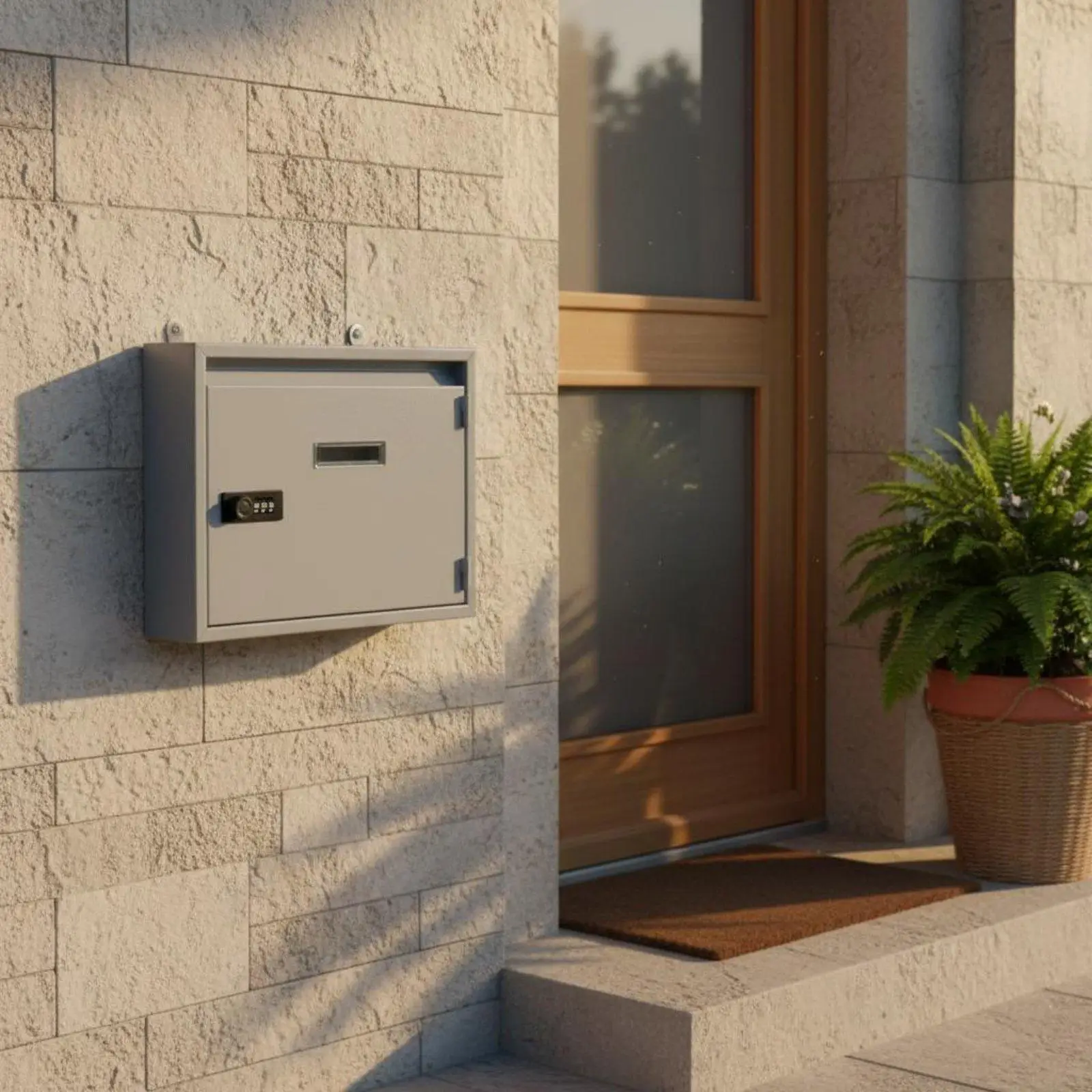 Mailbox with Lock Galvanized Steel Anti-theft Exterior Mailbox with Code Lock for Fence Letterbox Outdoor Use