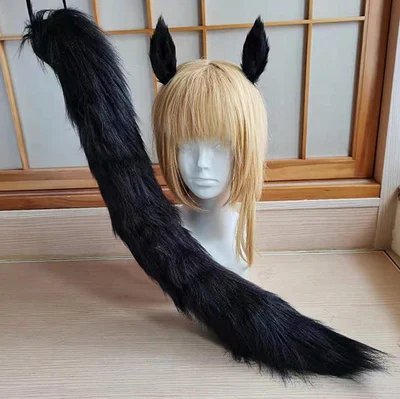 Anime Pretty Derby Eishin Flash Zwarte lange Staart Oor Korte Pruik Cosplay Accessorie Prop voor Vrouwen Halloween Party Cosplay