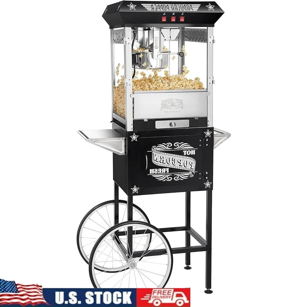 Vintage Popcorn Popper with Cart 8oz Kettle 3 Gallon Fresh Snack Maker Old Maids Drawer Home Events