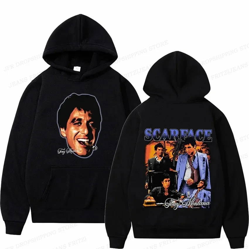 سترات بغطاء رأس لأفلام Scarface للرجال والنساء ، هودي هيب هوب ، معاطف أطفال ، تعرق نسائي ، ملابس توني مونتانا ، بدلات رياضية نسائية ، موضة الفتيات