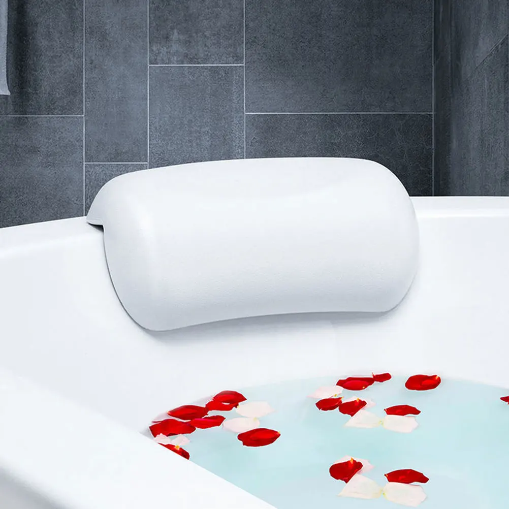 

Ergonomic Bathtub Pillow with Strong Suction Cups Supports Head Neck Shoulder for Most Tubs Soft Breathable Bath Pillow