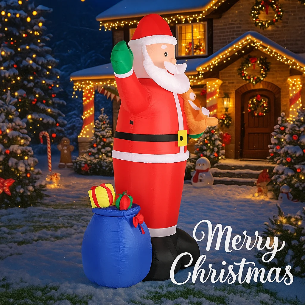 6,89 FT Aufblasbares Spielzeug Weihnachtsmann Geschenktüte Teddybär LED Lit Weihnachten Hof Rasen Party Dekoration Weihnachten Home Supplies Ornamente Geschenke