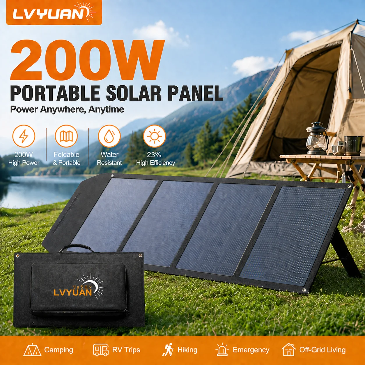 LVYUAN Foldable Solar Panel 120W 200W 300W 400W Portable Solar Charger with
