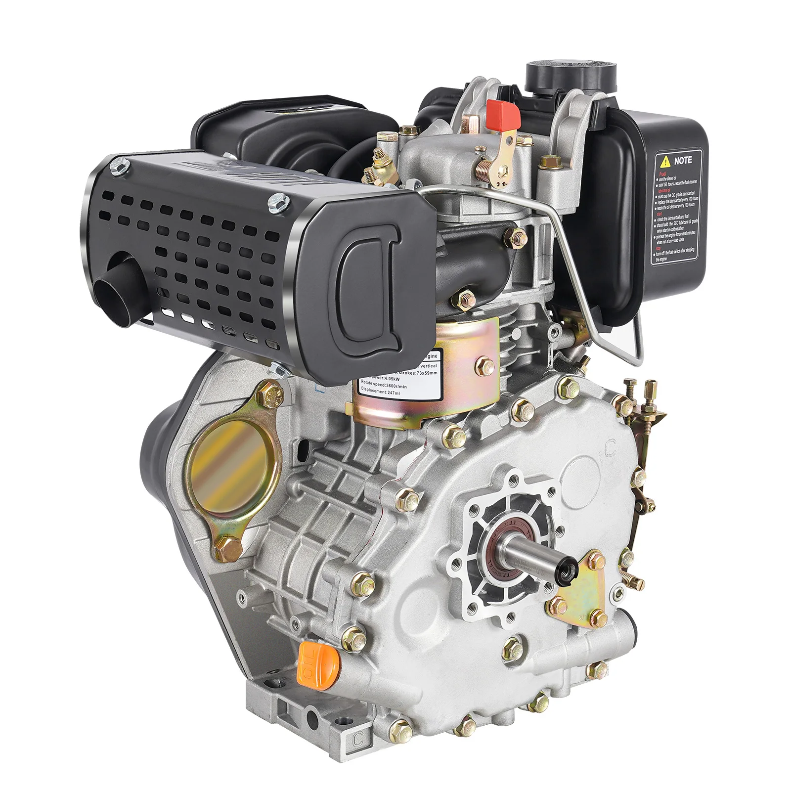 4-stroke 5 HP 247cc Diesel Engine Motor Diesel Engine W Air Cooling System