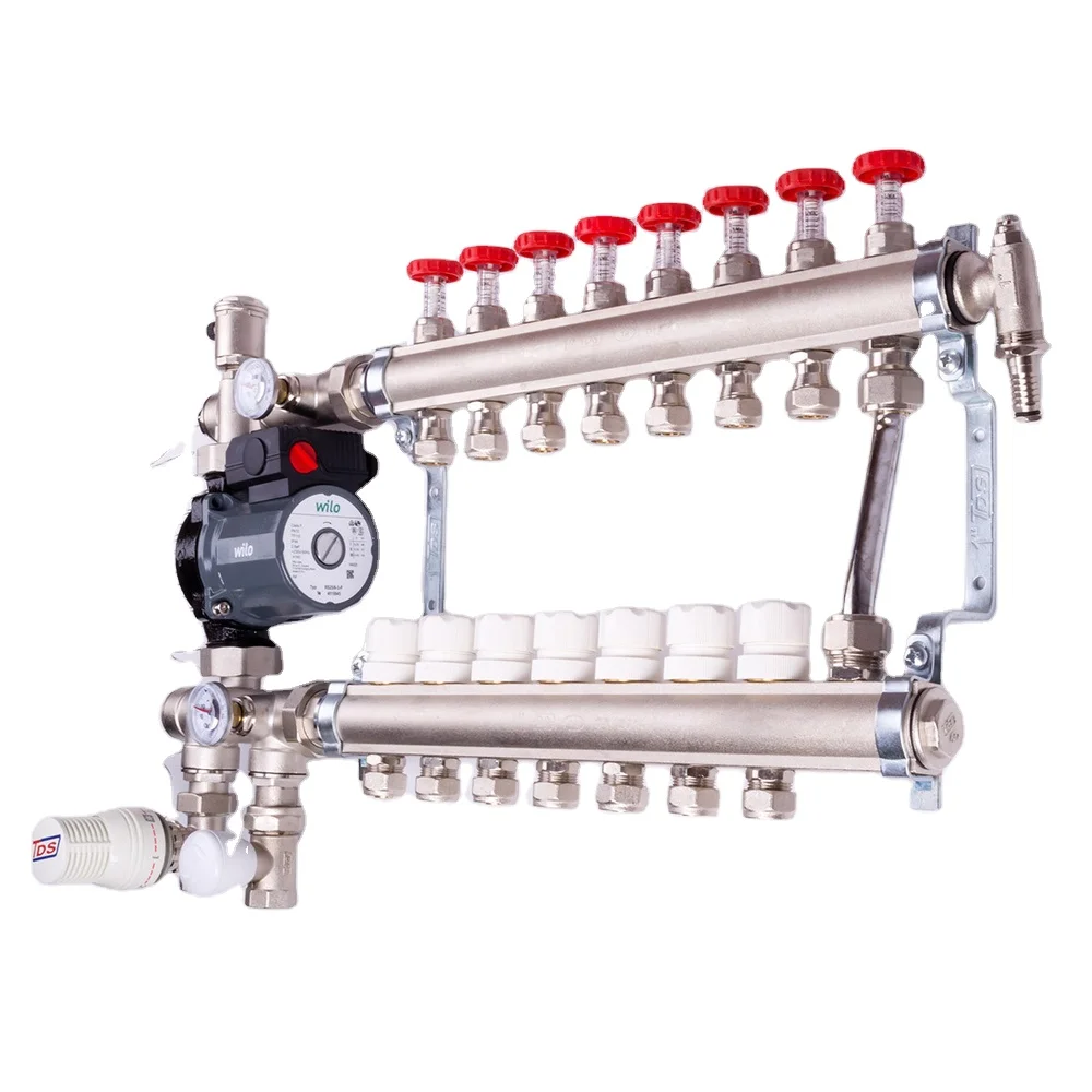 

High Quality Customized Brass PEX Plumbing Distribution Floor Heating Systems Manifold Type Brass Water Manifold bar