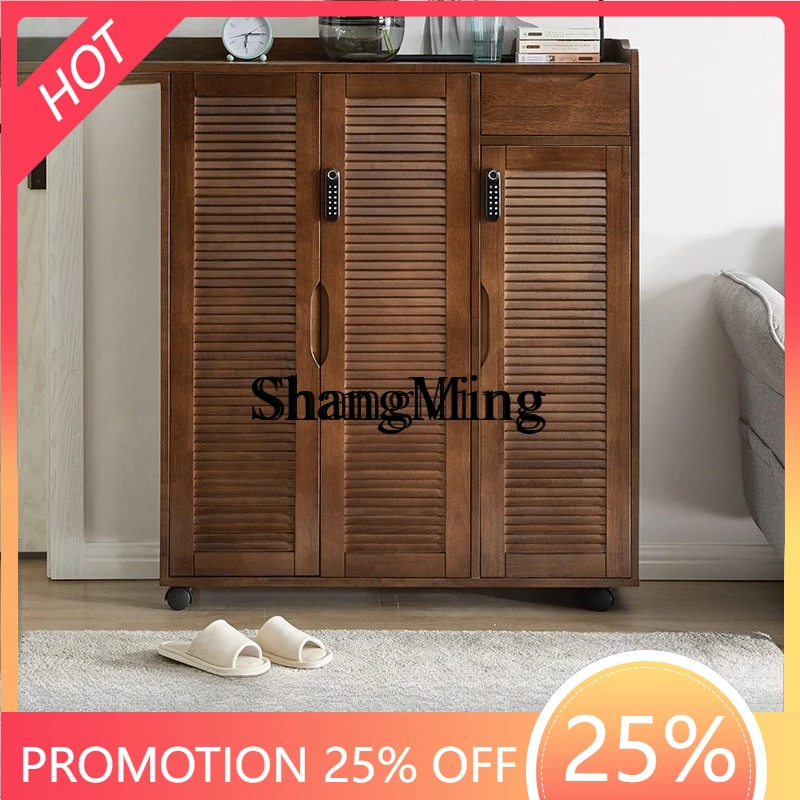 

SM cabinet with lock solid wood pulley movable multi-layer cabinet breathable stair shoe cabinet at the entrance of porch