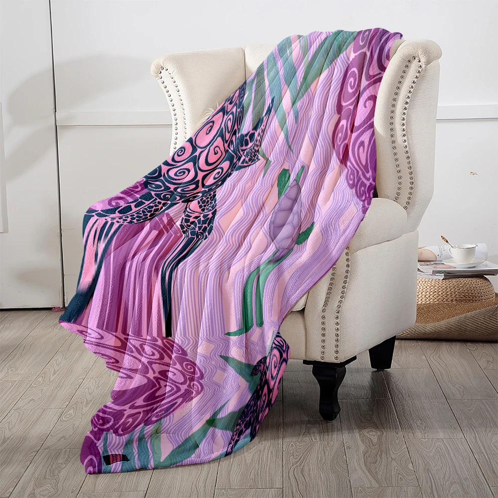 Sea Turtles Pink Ocean Super Soft Flannel Blanket Fuzzy Warm Throw Blanket for Bed Couch Cozy Plush Bed Cover All Season