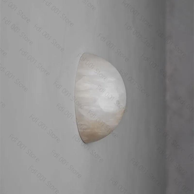 Modern simple moon marble wall hanging lamp semi-round decorative bedroom bedside living room entrance advanced sense