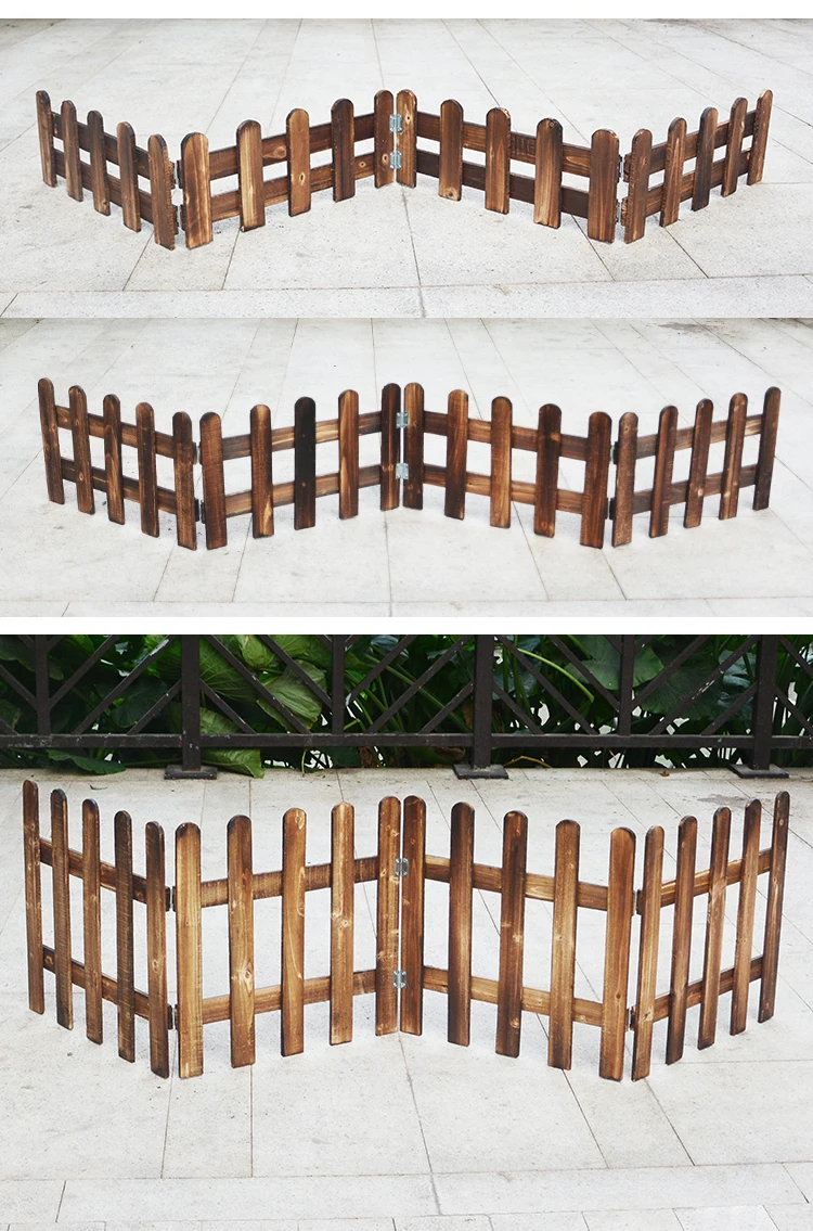 20/30/40/50cm Carbonized antiseptic Wooden pile fence Garden wood fence Balcony courtyard decoration Flowerbed wood Small fence