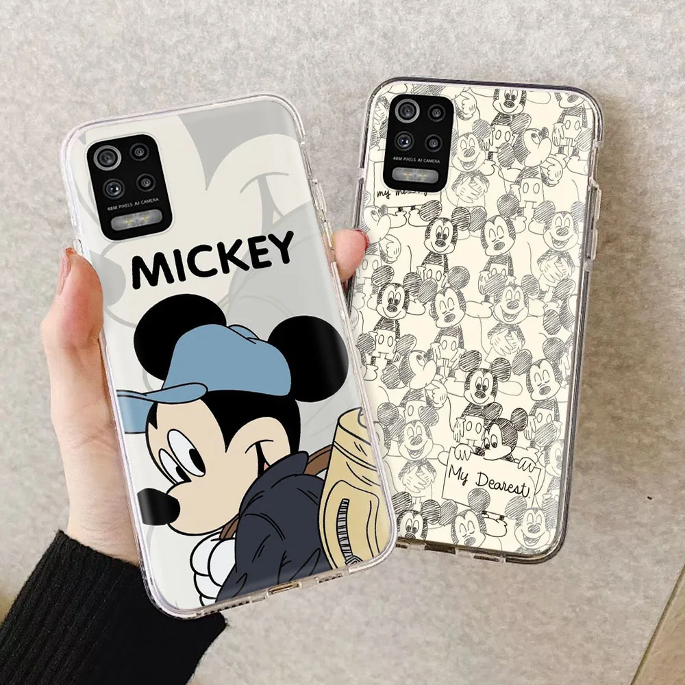 Transparent Case for VIVO V25 X80 Y01 Y02 Y02S Y16 Y22S Y35 OPPO Find X5 Reno 8 8T A17K A77S A78 Pro Soft Cover Mickey Mouse