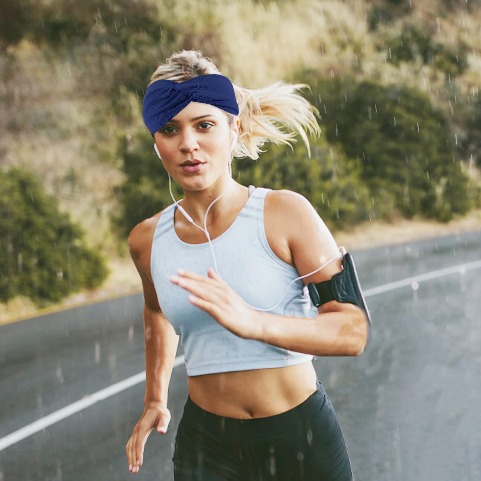 

2Pcs Elastic Wide Yoga Headband Non-Slip Boho Sport Running Workout Head Wraps Hair Bands for Women Athletic Accessories