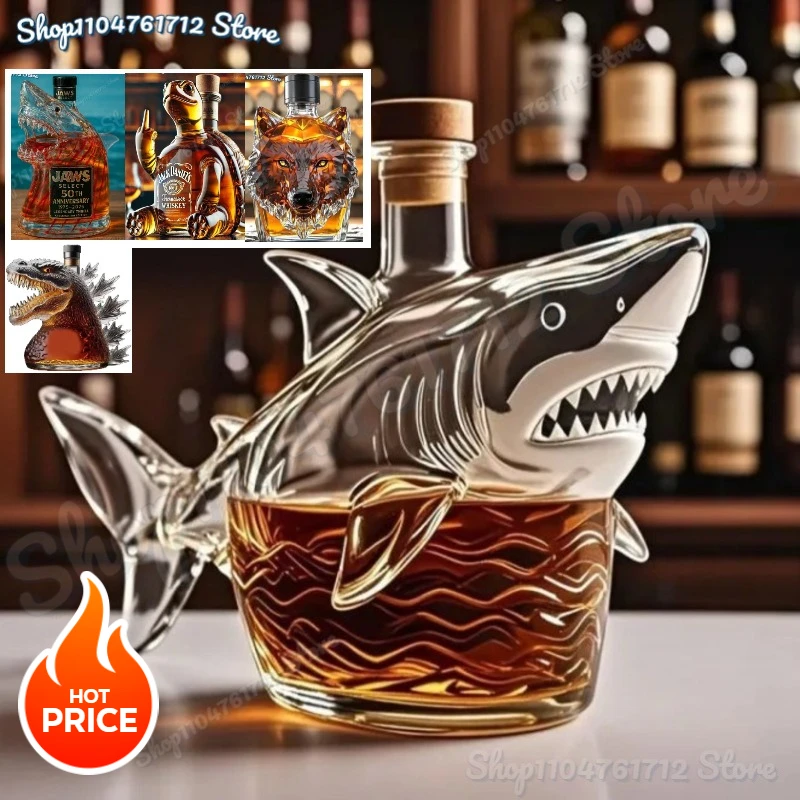 

2025 New Funny Shark Whiskey Bottle Middle Finger Turtle Whiskey Glass Decanter Home Decor Animal Wine Bottle Statue Collection