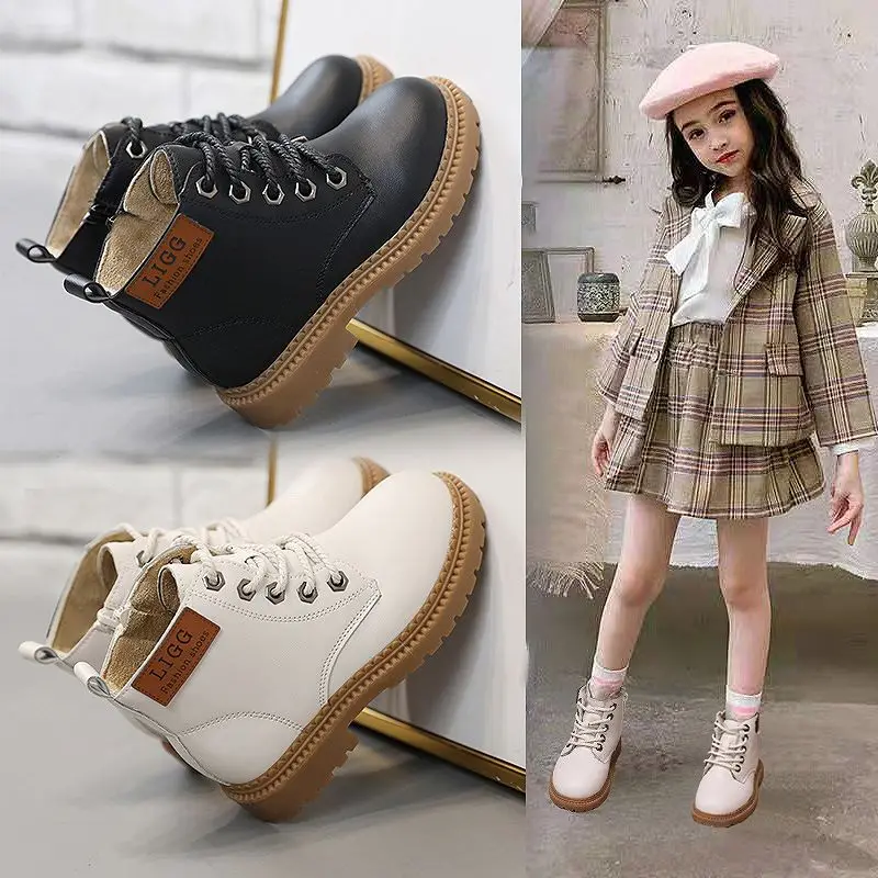 Kids Winter Boots for Girls Boys Children Fleece Lined Ankle Boots Soft Sole Student Shoes Stylish Casual Footwear for Autumn