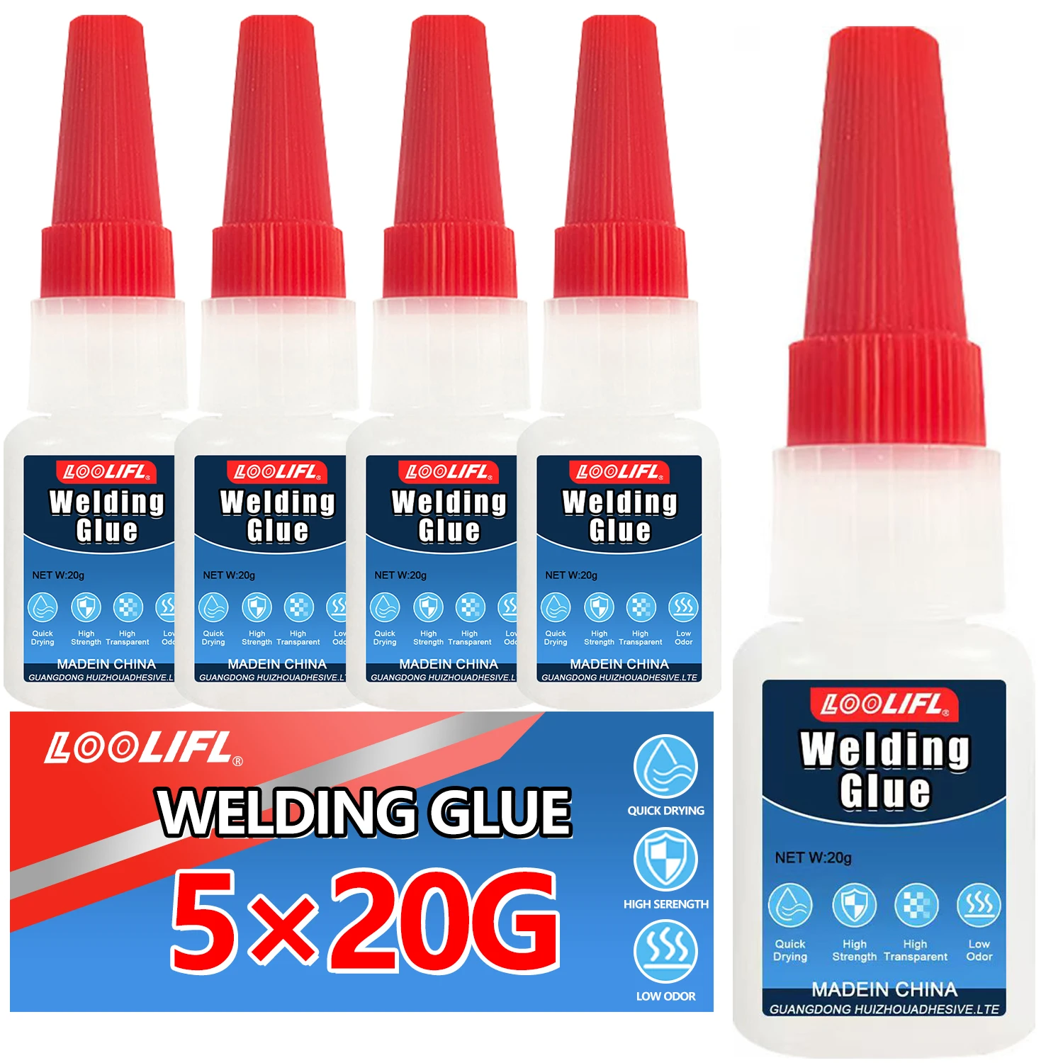 5PCS Professional Super Glue Extra Strong Welding Adhesive Fast Instant Adhesive Cyanoacrylate Hardware Plastic Metal Cars Wood