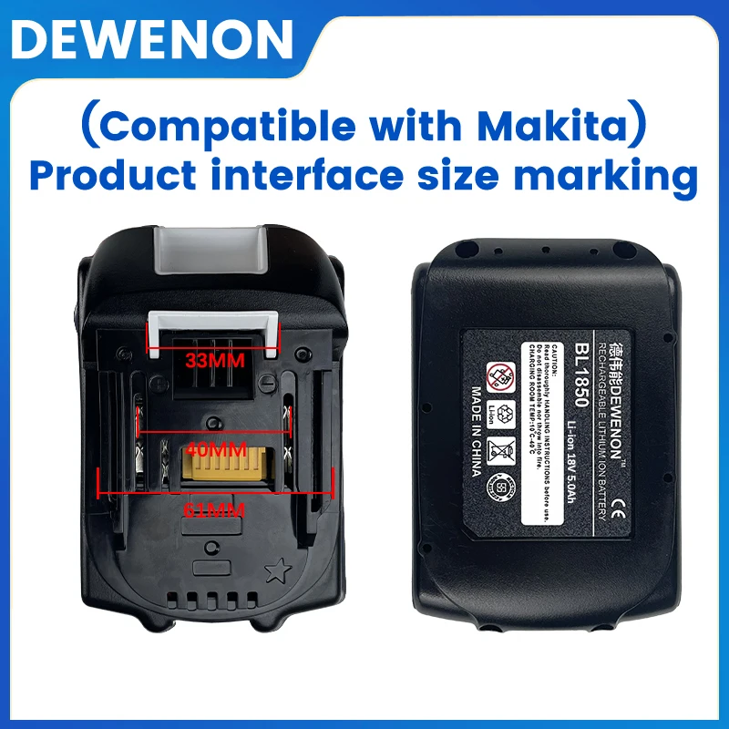 DEWENON Originální pro Makita 18V 5Ah Baterie pro Makita BL1830B BL1850B BL1850 BL1840 BL1860 BL1815 Náhradní lithiová baterie - náhled 4