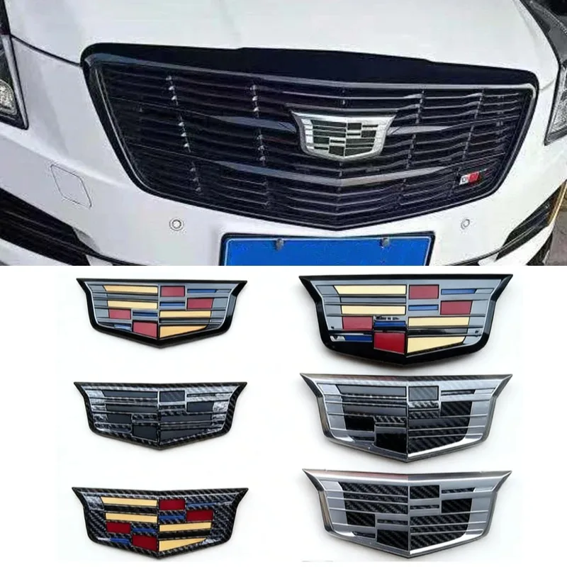 

For Cadillac XTS XT5 XT6 ATS-L Carbon Fiber Badge Car Front Grille Emblem Rear Sticker Decal Auto Refit Exterior Accessories