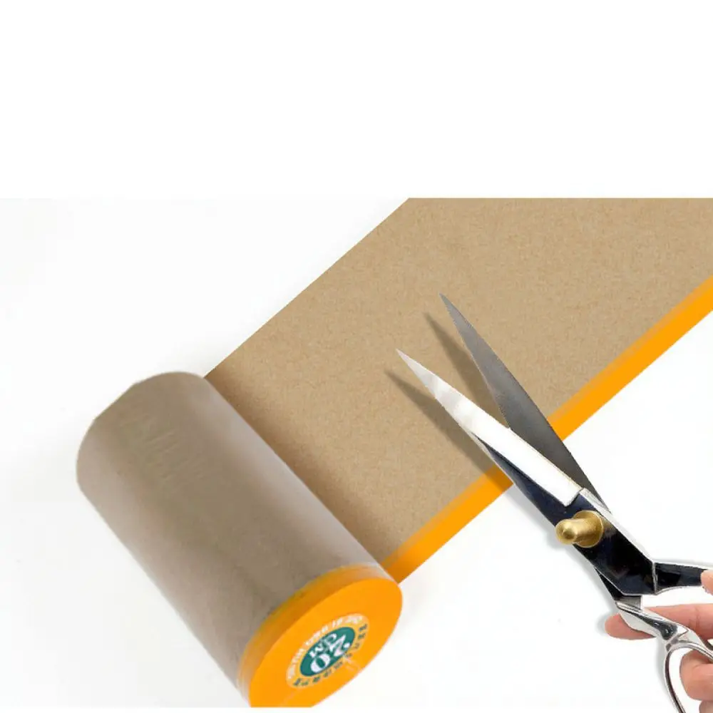 Kraft Paper Masking Film Roll For Auto Paint Spraying Interior Renovation Protection Self Adhesive Tape Dust Cover Tool