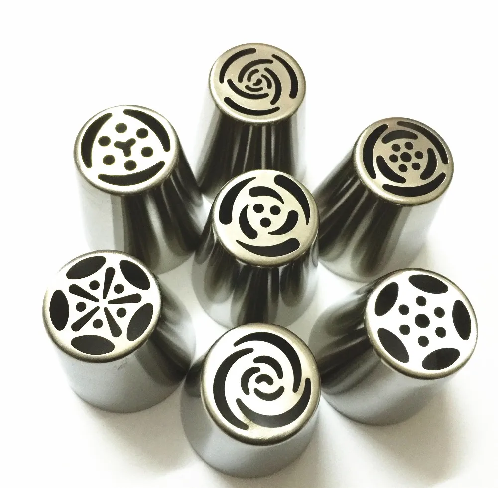 Dropshiping 8PCS Stainless Steel Russian Tulip Icing Piping Nozzles Pastry Decorating Tips Cake Cupcake Decorator Rose